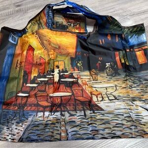 Van Gogh’s “Cafe on the Terrace” painting Foldable Bag 15x20in Nylon